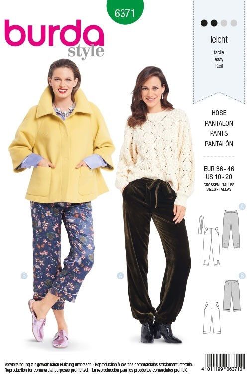 Выкройка Burda 6371 - Брюки