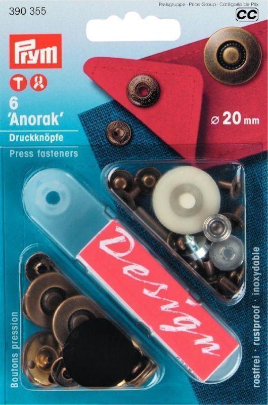 Кнопки Анорак с дизайном 20 мм, 6 шт PRYM 390355