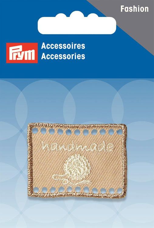 Эмблема "Handmade" 40*30мм для пришивания, 100% полиэстер, бежевый PRYM 403785