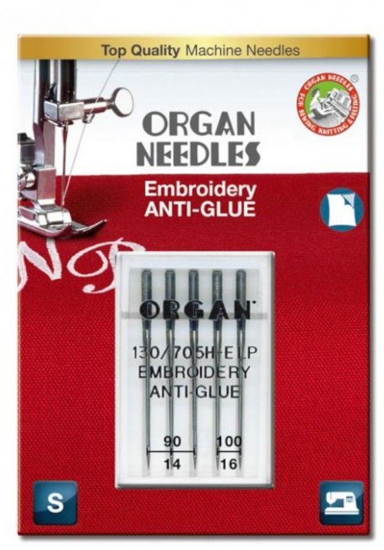 Иглы ORGAN вышивальные Anti-Glue 5/90-100 Blister