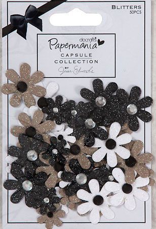 Декоративные элементы "Цветы с блестками" Bexley Black 50 шт PMA355113