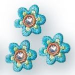 Аппликация "Голубые цветы" (3шт) 1,5х1,8 см PRYM 926131