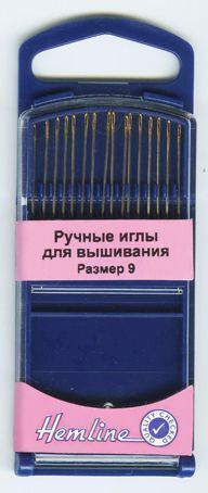 Иглы для вышивания с острым кончиком в пластиковом контейнере №9, 16шт., Hemline, 280G.9