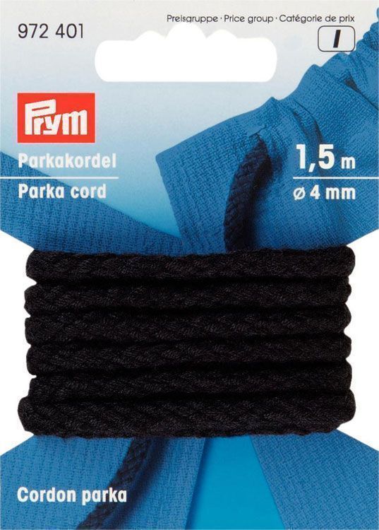 Шнур для парки,цв.черный (4мм*1,5м) PRYM 972401