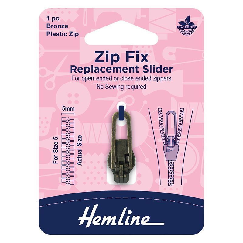 Сменный бегунок для пластиковых молний, размер 5, цвет бронзовый Hemline 167.01.BR