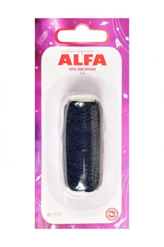 Нить эластичная (резинка) 25м темно-синяя Alfa AF-1111 Blue
