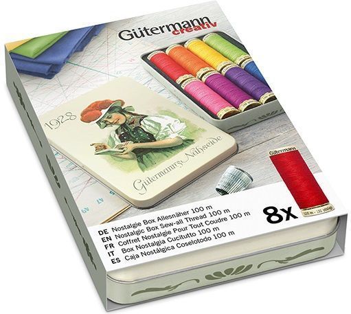 Набор ниток Sew-All 100м (8 катушек) в жестяной коробке Gutermann 640952