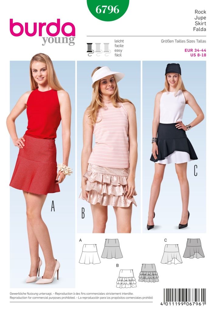 Выкройка Burda 6796-Юбка