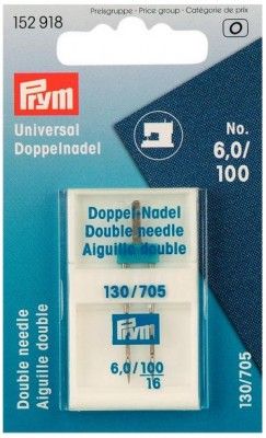 Иглы для швейных машин Twin с плоской колбой (4 мм №100) PRYM 152918