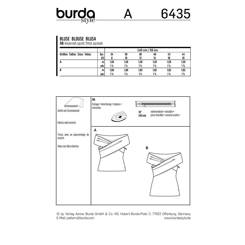 Выкройка Burda 6435 - Топ