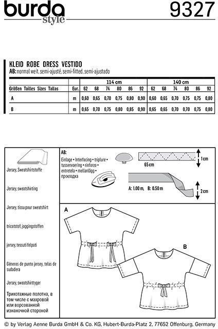 Выкройка Burda 9327 - Платье