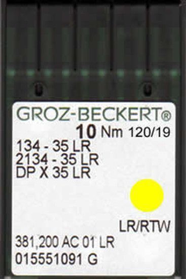 Игла Groz-beckert DPx35LR(134x35LR) №120/19 10 шт.