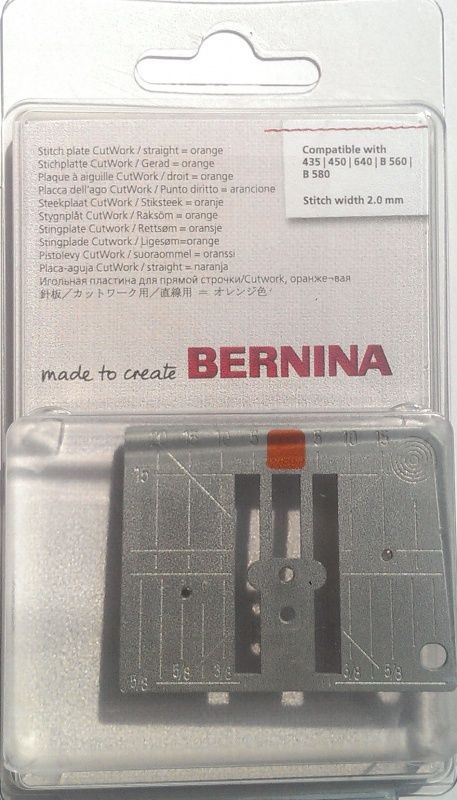 Игольная пластина для прямой строчки и работы с CutWork оранжевая Bernina (мм/дюйм) 033 339 73 13