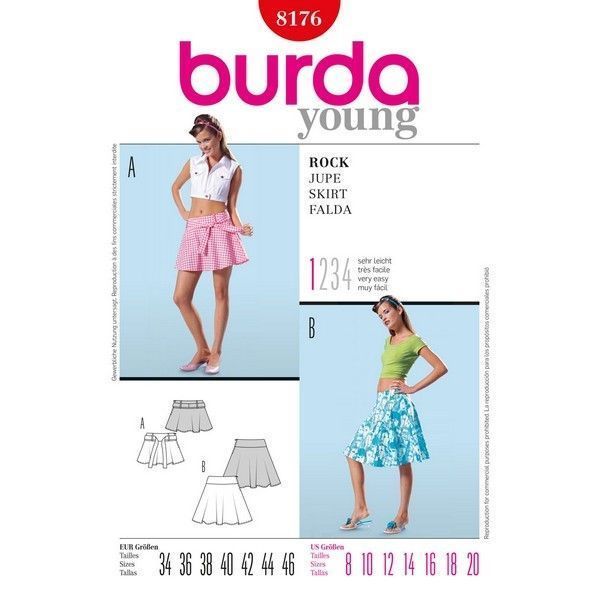 Выкройка Burda 8176-Юбка