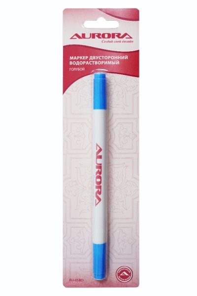 Маркер водорастворимый для ткани двусторонний, цвет синий, стержень 1мм и 0,5мм Aurora AU-05BD