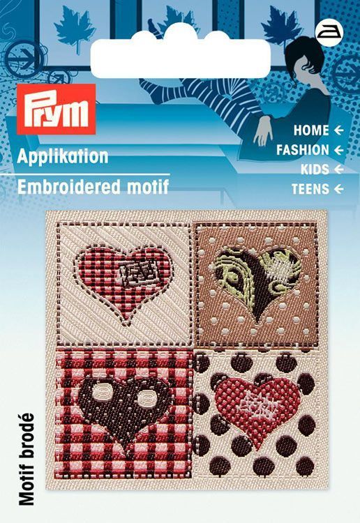 Термоаппликация эмблема "Handmade - Сердца", 100% полиэстер PRYM 926049