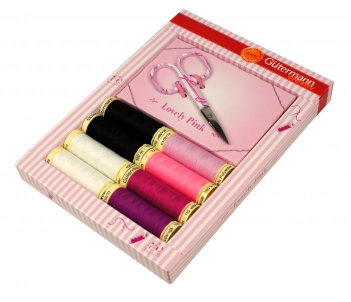 Швейный набор Gutermann Lovely Pink, 8 катушек + ножницы