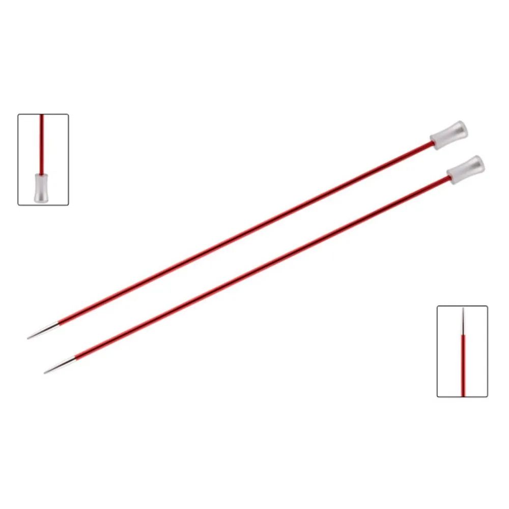 Спицы прямые "Zing" 9 мм/25 см, алюминий, гранатовый, 2 шт в упаковке, KnitPro, 47247