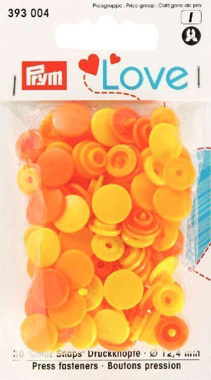 Коллекция "Love" - Кнопки "Color Snaps", диаметр 12,4мм, оттенки желтого, 30шт Prym 393004