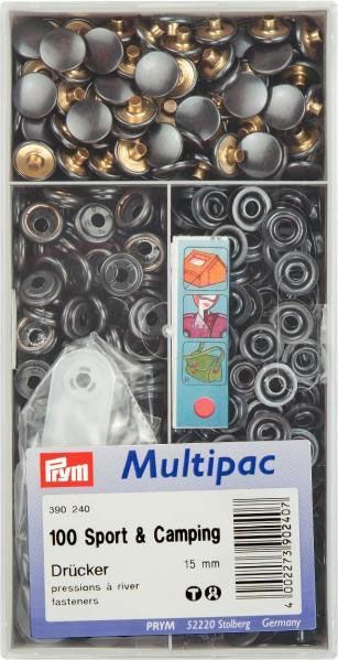Кнопки Спорт и Кемпинг 15мм, черный, 100шт в упаковке PRYM 390240
