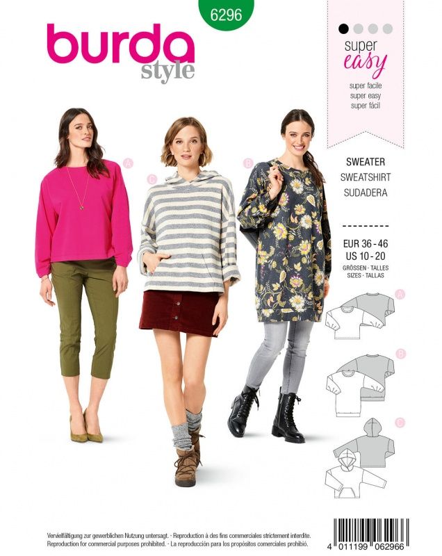 Выкройка Женская (блузы-топы-туники) Burda 6296