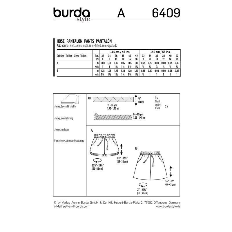 Выкройка Burda 6409 - Шорты
