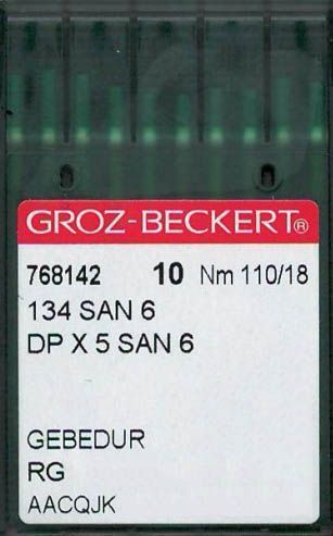 Игла Groz-beckert DPx5 SAN6 GEBEDUR (№110/18) 10 шт