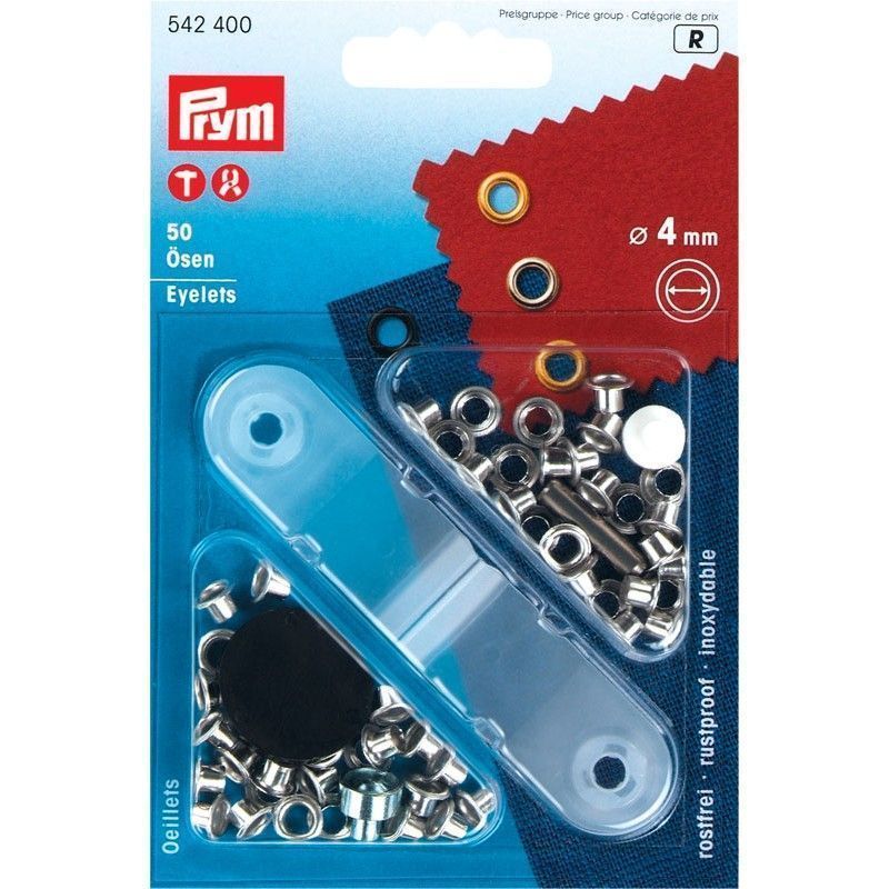 Люверсы для ремня серебристые 4мм, нерж, 50шт PRYM 542400