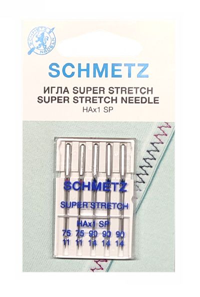 Иглы Schmetz супер стретч 130/705 HA x 1 SP № 75(2), 90(3) 5 шт.