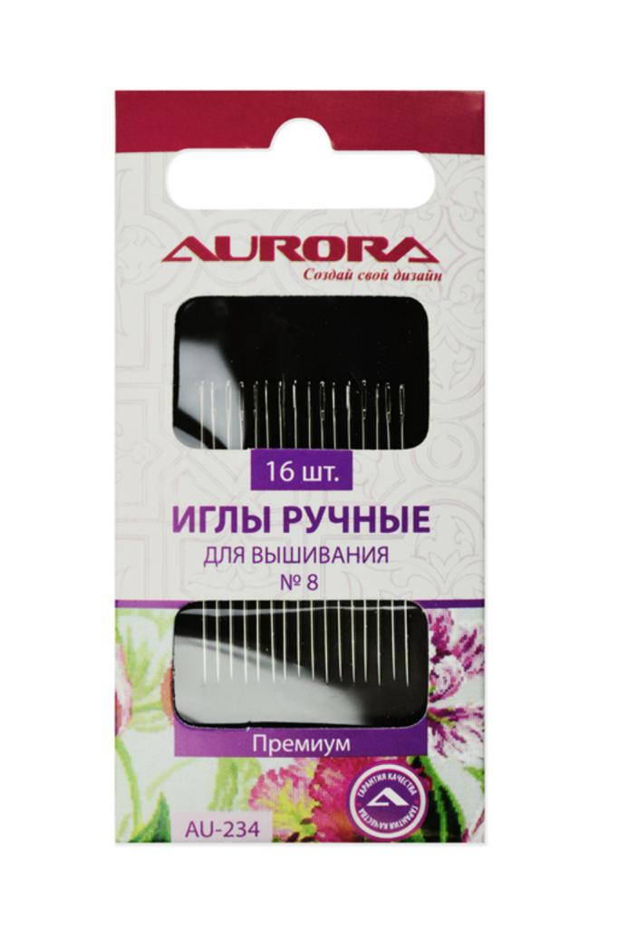 Иглы ручные Aurora для вышивания № 8, 16 шт AU-234