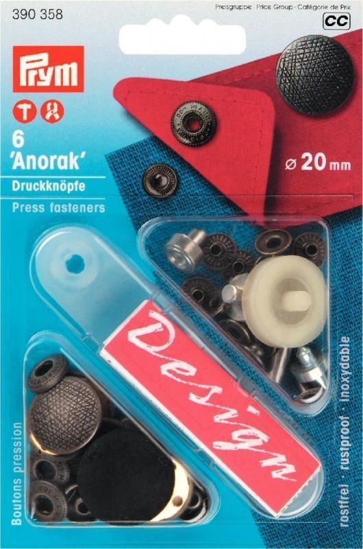 Кнопки Анорак с дизайном 20 мм, 6 шт PRYM 390358