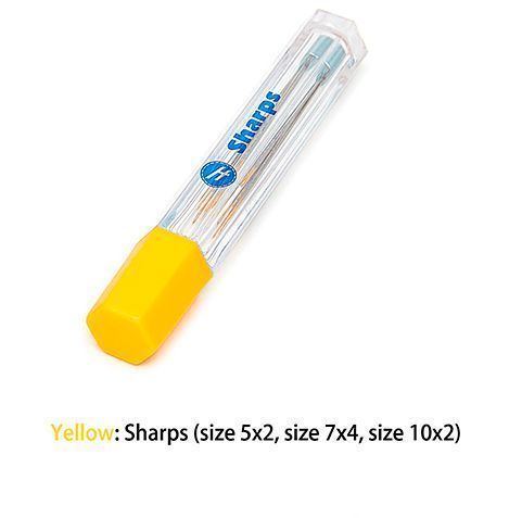 Набор игл в пластиковом футляре, желтый: острые Hemline 4923-yellow