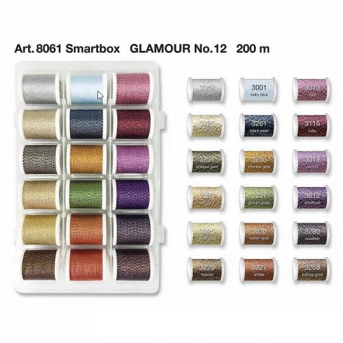 Набор ниток Glamour № 12 металлик MADEIRA (18 x 200 м) 8061