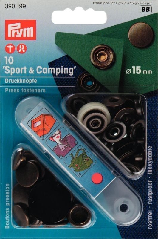 Кнопки Спорт и Кемпинг 15мм,состаренной латуни,10шт PRYM 390199