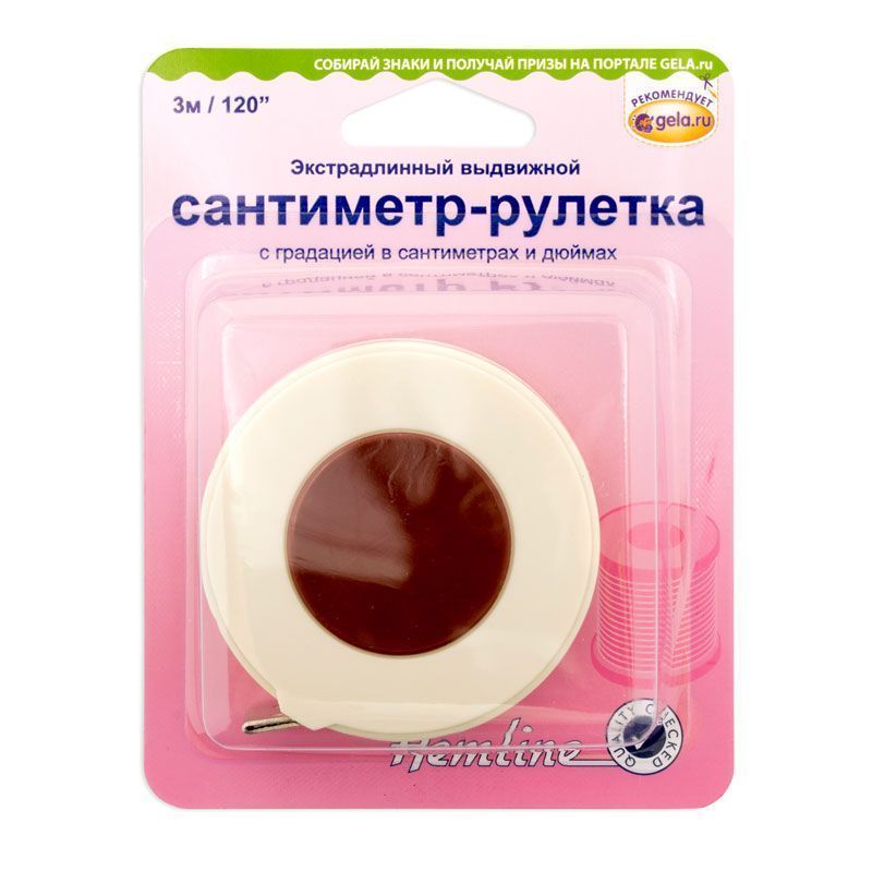 Сантиметр-рулетка, с градацией с дюймах и сантиметрах, 300 cм/120" Hemline 253.XL