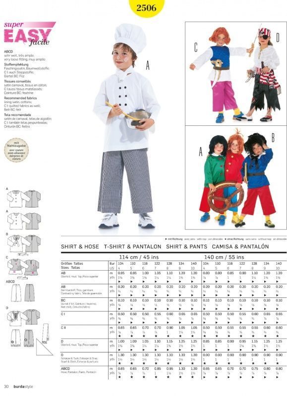 Выкройка Burda 2506-Пираты