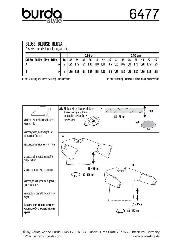 Выкройка Burda 6477