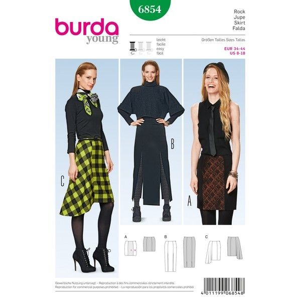 Выкройка Burda 6854-Юбка