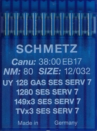 Иглы Schmetz UY128 GAS SES SERV №80 10 шт