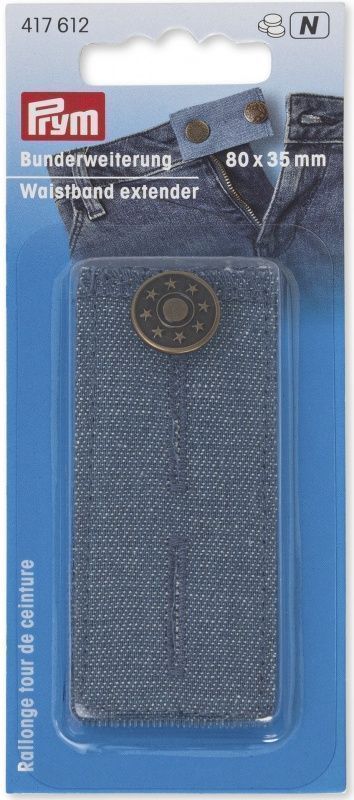 Расширитель пояса, c пуговицей, индиго, 80 x 35мм PRYM 417612